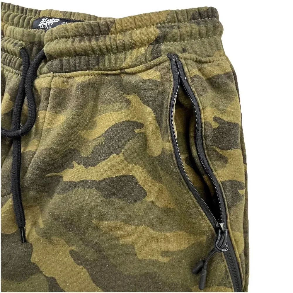 Brooklyn Cloth Knit Shorts Men Size Medium Green Camo Drawstring Comfort